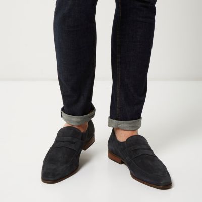 Navy suede loafers